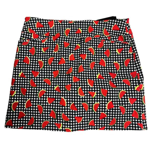 Attyre Pants - Attyre Katherine Size 8 Skort Black White Gingham Watermelon Pull On New w Tag